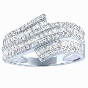 Lab Created White Sapphire Sterling Silver Bypass Band